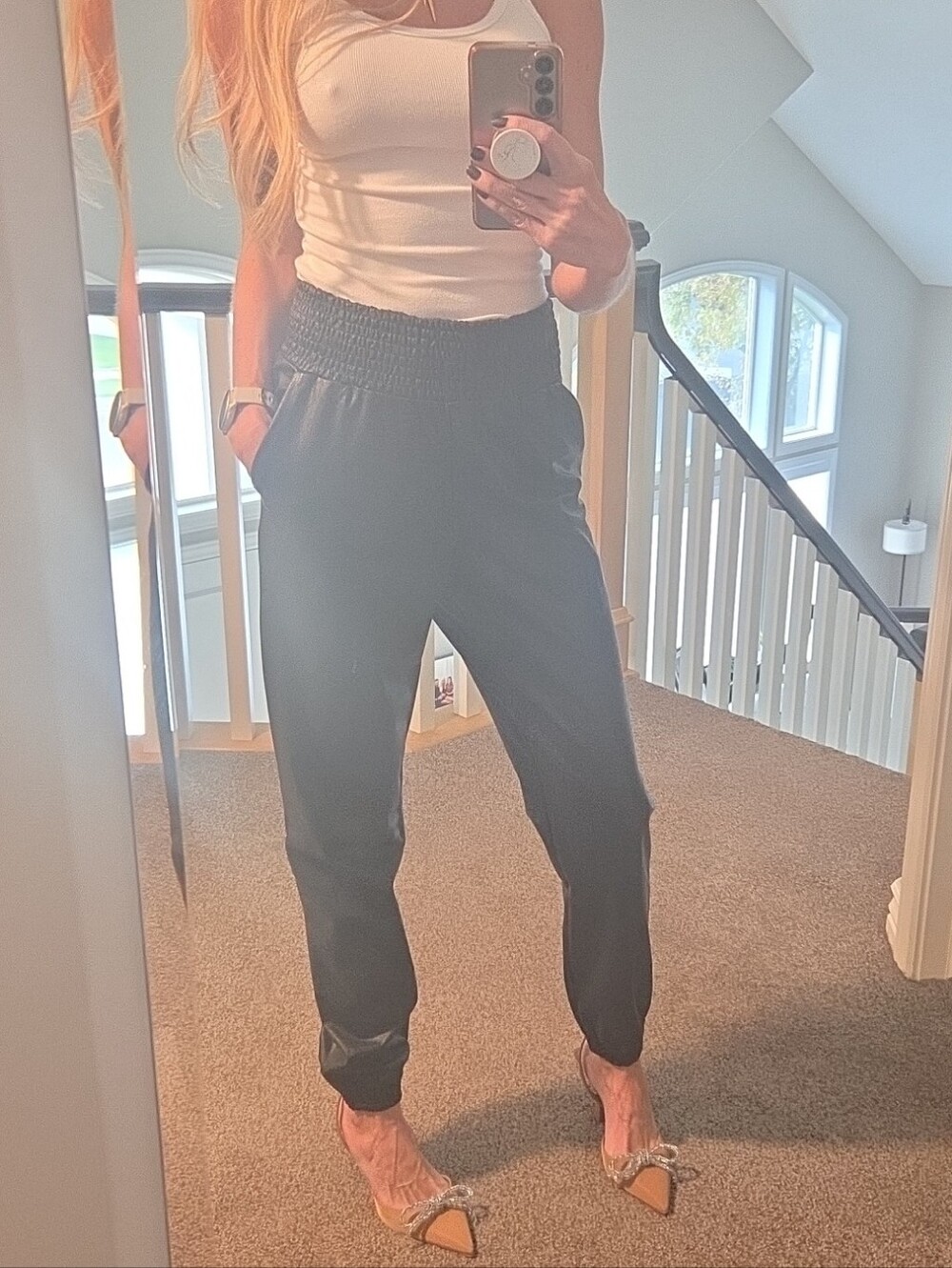 Commando Faux Leather Black Joggers
